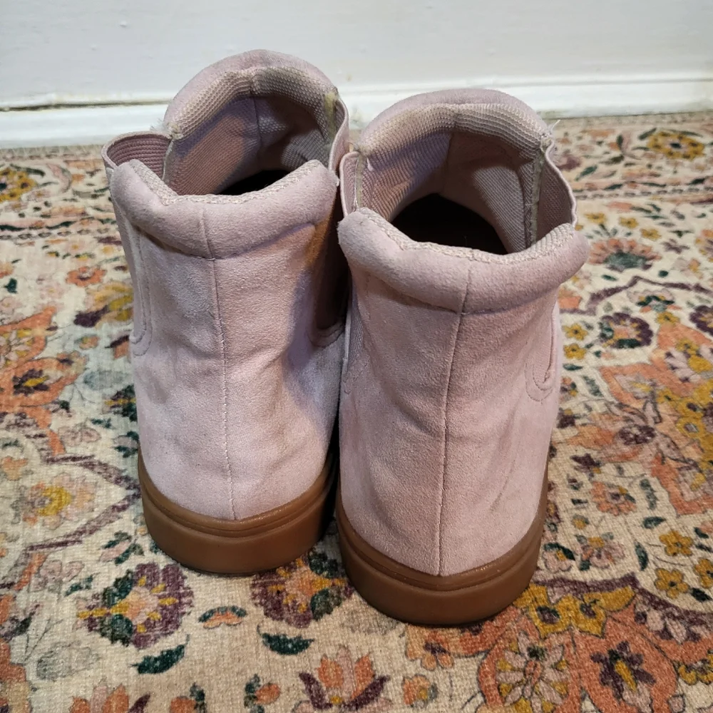 H&M Size 8.5 Women's Light Pink Suede Ankle Boots Pull On Booties